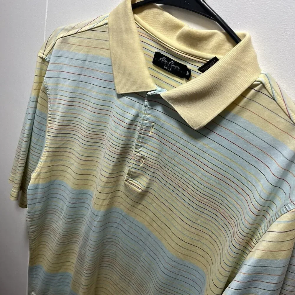 Alan Flusser Golf Polo Shirt Mens Size‎ Medium Double Mercerized 100% Cotton